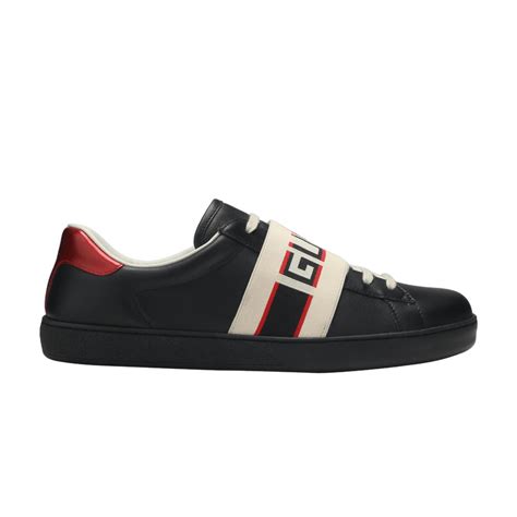 gucci ace stripe leather black|gucci black leather boots.